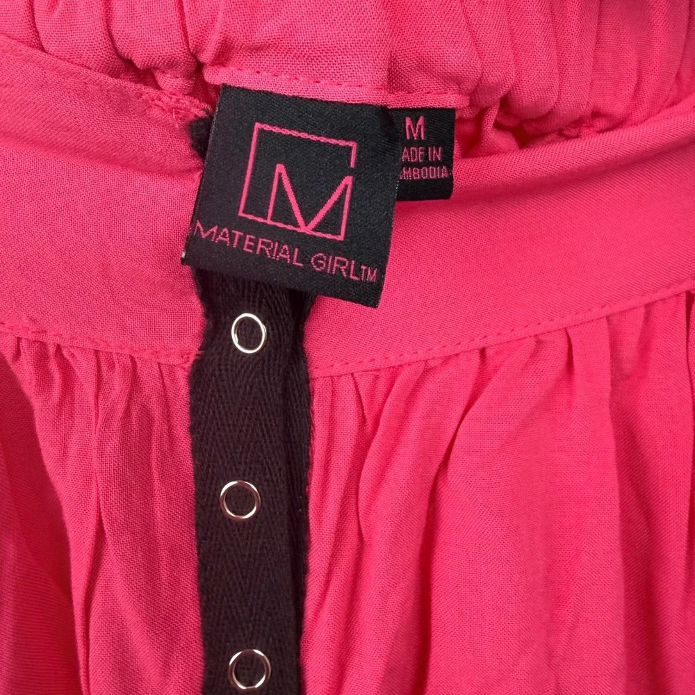 Material Girl Pink Flared Mini Skirt‎ Rasp Sorbet Snap Front Medium NEW